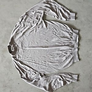 Men's silk / cotton taupe gray beige mock neck sweater Pronto-Uomo Large